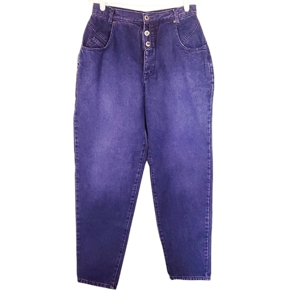 Gitano Denim - 7256 * Gitano Vintage Button Fly Tapered Leg Jeans Purple Size 14 80s